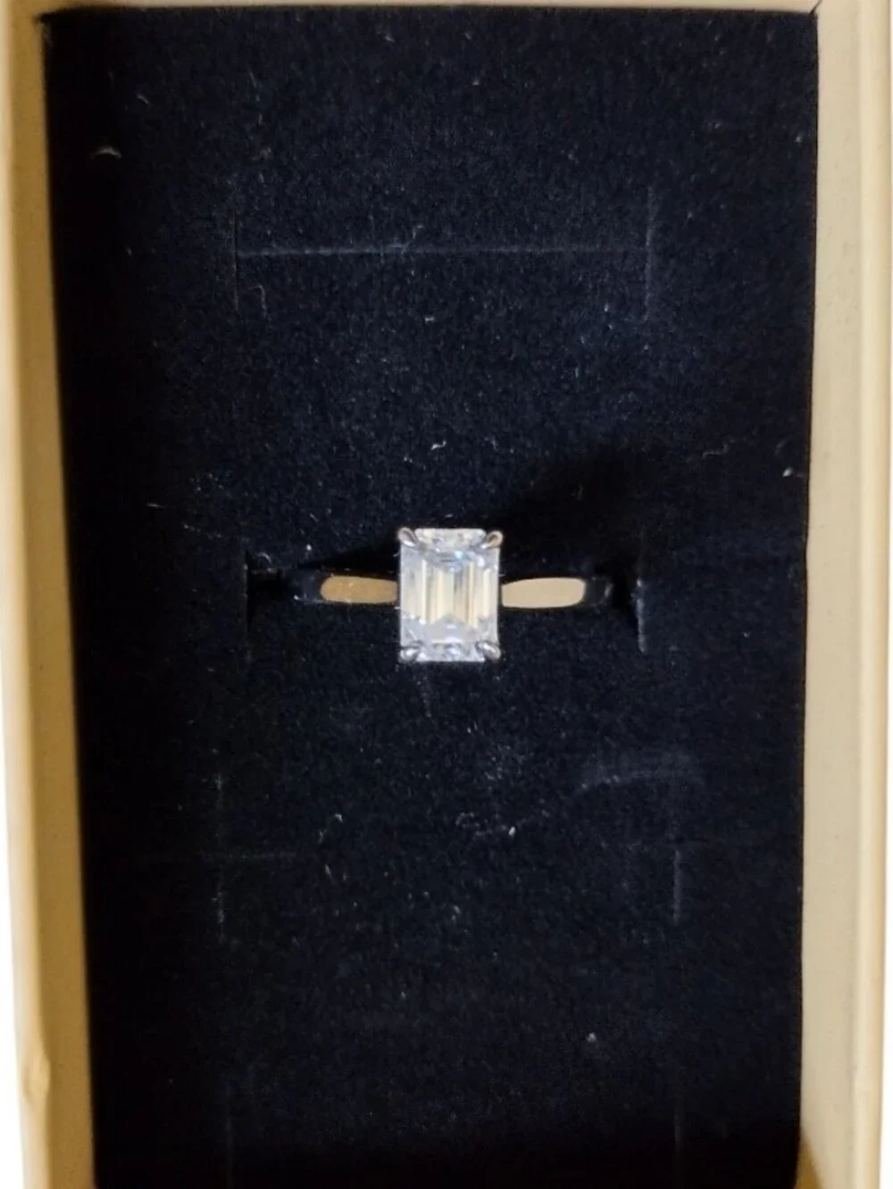 Moissanite Emerald-Cut Solitaire Ring lab Diamond in 925 sterling Silver